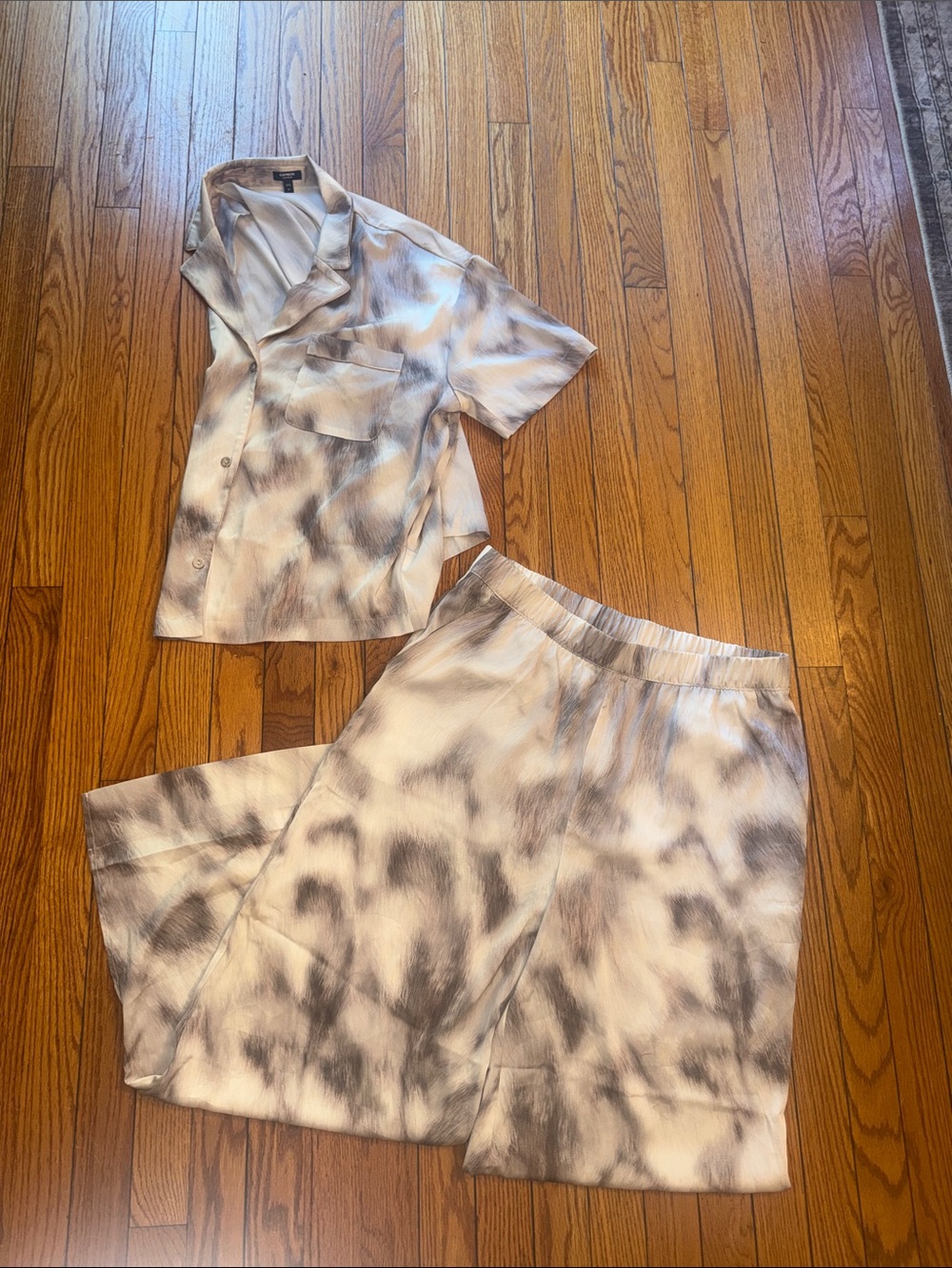 Express Women’s Sleepwear Two-Piece Set in brushed faux animal print